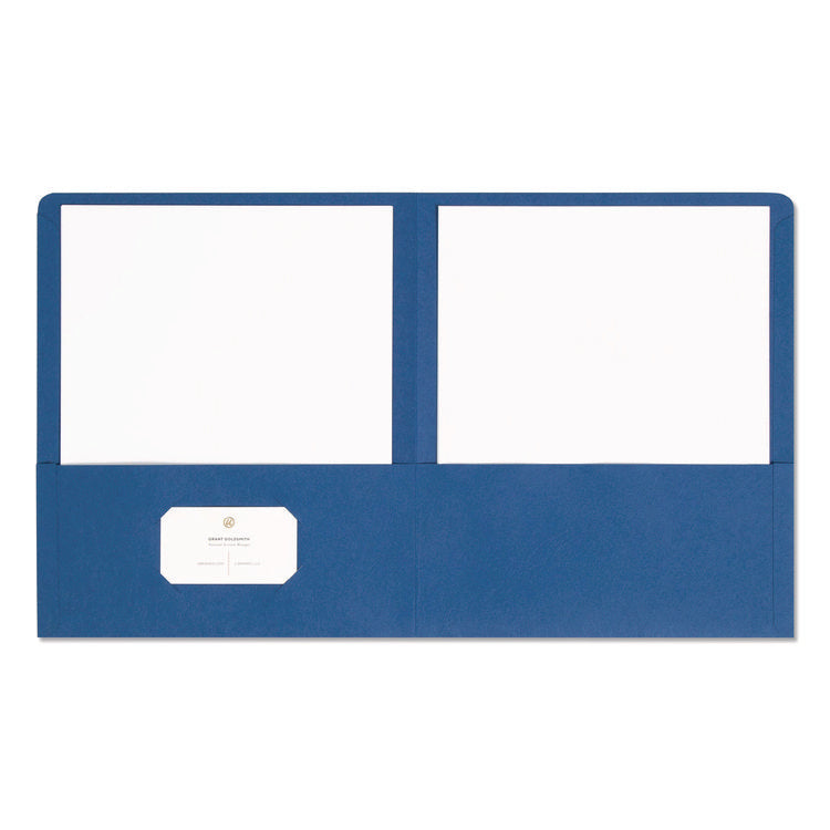 Two-Pocket Folder, Textured Paper, 100-Sheet Capacity, 11 X 8.5, Dark Blue, 25/box