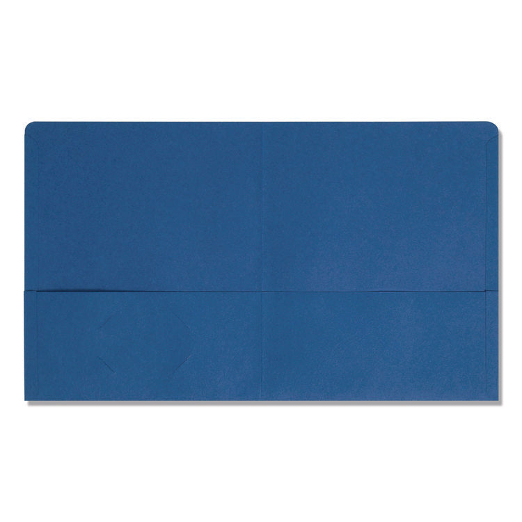 Two-Pocket Folder, Textured Paper, 100-Sheet Capacity, 11 X 8.5, Dark Blue, 25/box