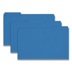 Expanding Recycled Heavy Pressboard Folders, 1/3-Cut Tabs: Assorted, Legal Size, 1" Expansion, Dark Blue, 25/Box
