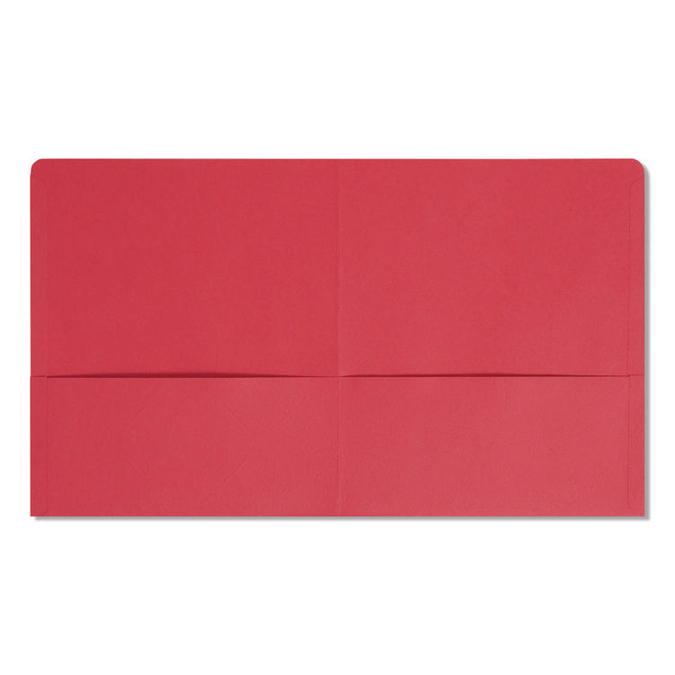 Two-Pocket Folder, Textured Paper, 100-Sheet Capacity, 11 X 8.5, Red, 25/box