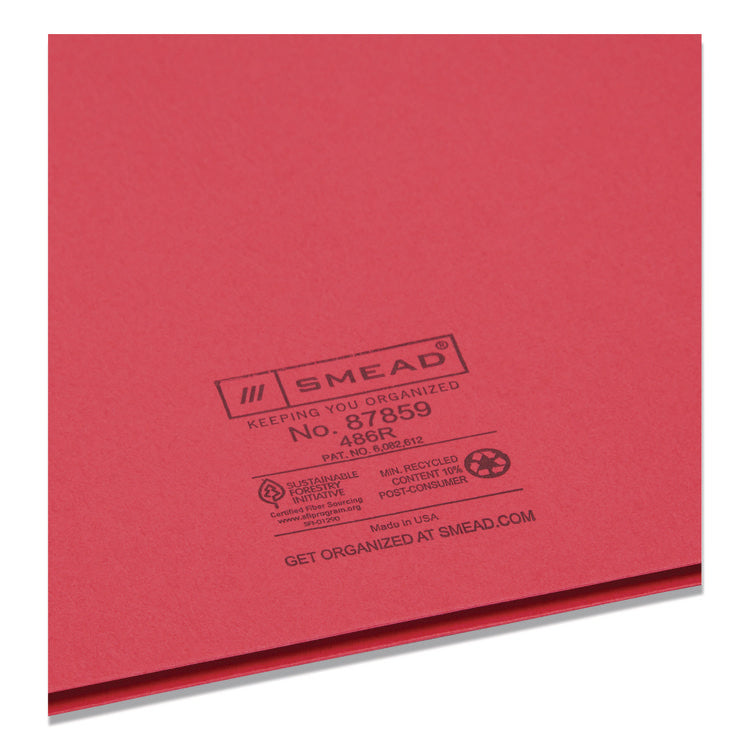 Two-Pocket Folder, Textured Paper, 100-Sheet Capacity, 11 X 8.5, Red, 25/box