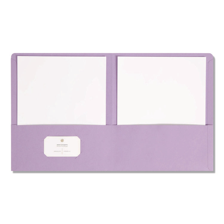 Two-Pocket Folder, Textured Paper, 100-Sheet Capacity, 11 X 8.5, Lavender, 25/box
