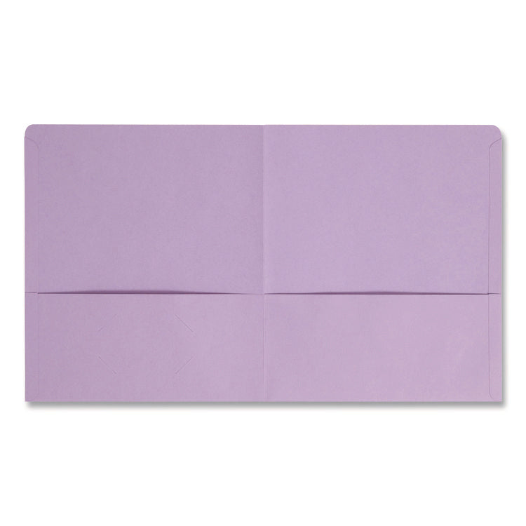 Two-Pocket Folder, Textured Paper, 100-Sheet Capacity, 11 X 8.5, Lavender, 25/box