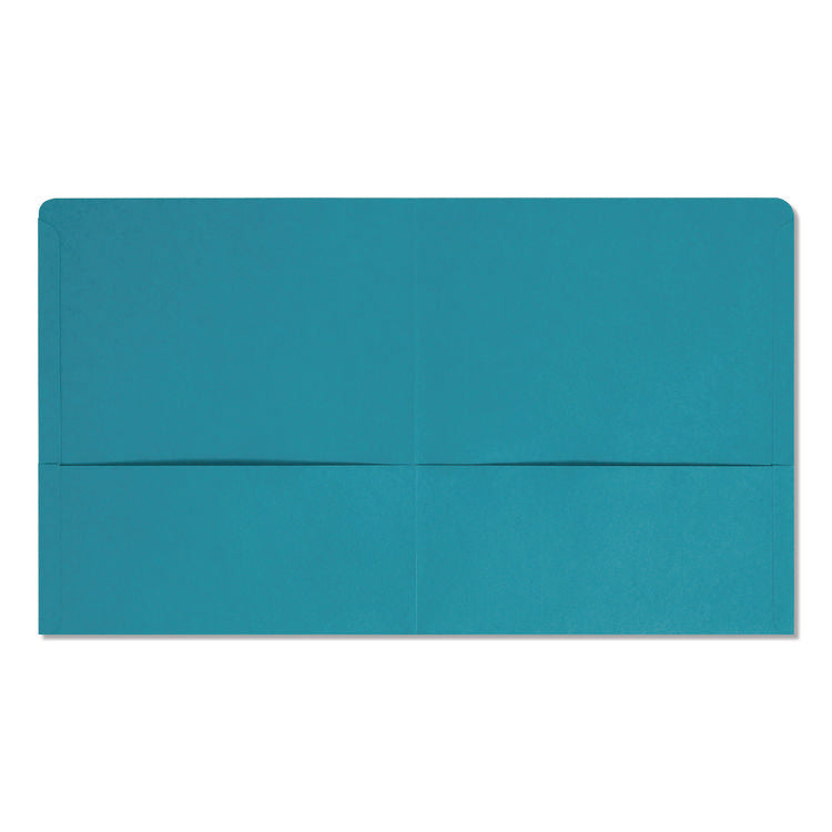 Two-Pocket Folder, Textured Paper, 100-Sheet Capacity, 11 X 8.5, Teal, 25/box