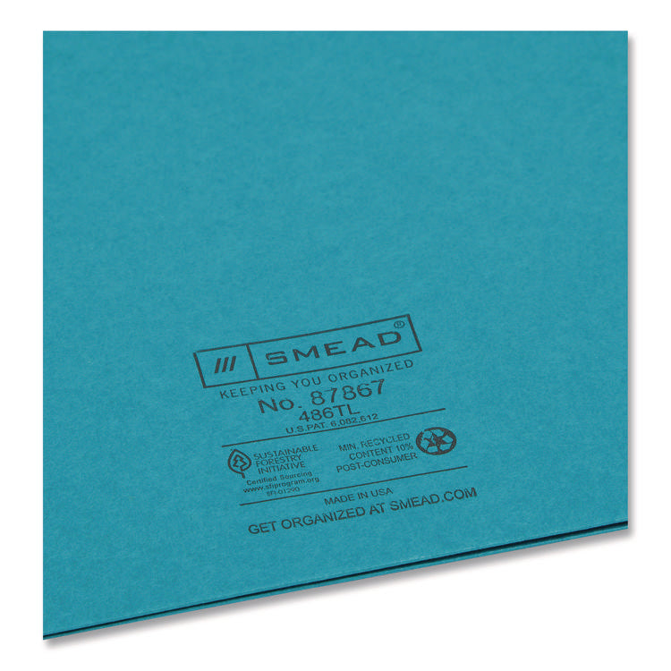Two-Pocket Folder, Textured Paper, 100-Sheet Capacity, 11 X 8.5, Teal, 25/box