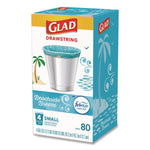 OdorShield Small Drawstring Trash Bags, 4 gal, Beachside Breeze Scent, 0.5 mil, 18" x 17", Blue, 80/Box