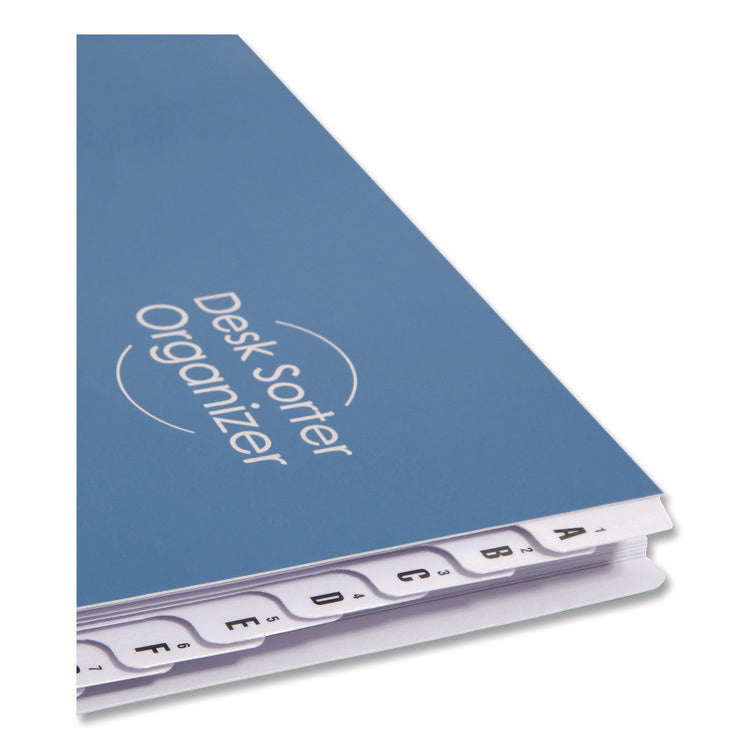 Deluxe Expandable Indexed Desk File/Sorter, Reinforced Tabs, 20 Dividers, Alpha/Numeric Index, Legal Size, Dark Blue Cover