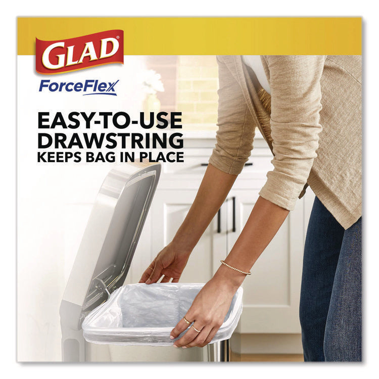ForceFlex Tall Kitchen Drawstring Trash Bags, 13 gal, Gain Lavender with Febreze Freshness, 10.18 x 9.81, White, 110/Box