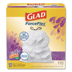 ForceFlex Tall Kitchen Drawstring Trash Bags, 13 gal, Gain Lavender with Febreze Freshness, 10.18 x 9.81, White, 110/Box