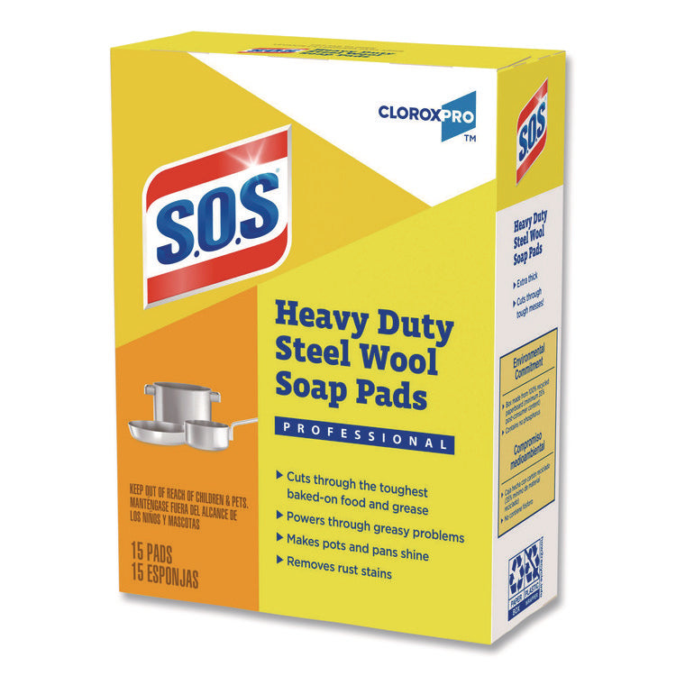 Steel Wool Soap Pads, 2.4 x 3, Steel, 15 Pads/Box, 12 Boxes/Carton
