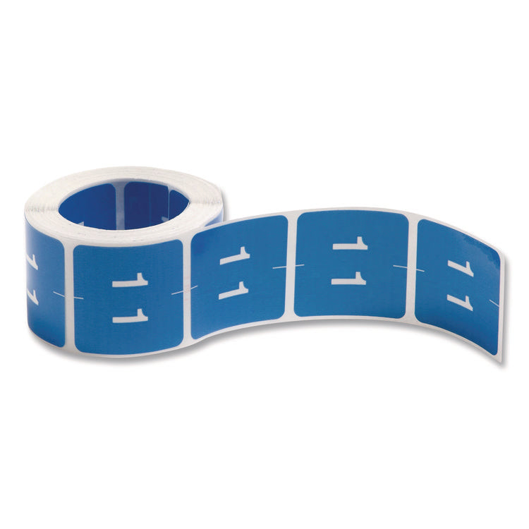 Numerical End Tab File Folder Labels, 1, 1.5 X 1.5, Light Blue, 250/roll