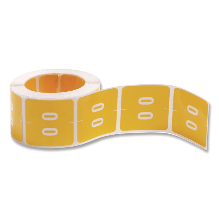 Numerical End Tab File Folder Labels, 0, 1.5 X 1.5, Yellow, 250/roll