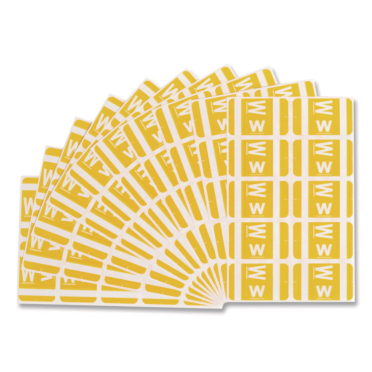 Alphaz Color-Coded Second Letter Alphabetical Labels, W, 1 X 1.63, Yellow, 10/sheet, 10 Sheets/pack