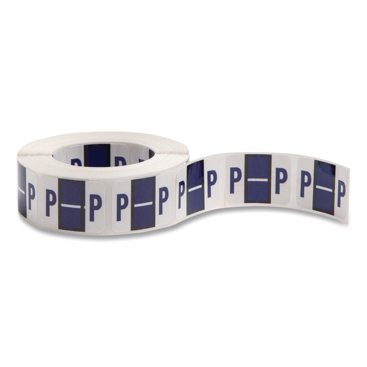 A-Z Color-Coded End Tab Filing Labels, P, 1 X 1.25, White, 500/roll