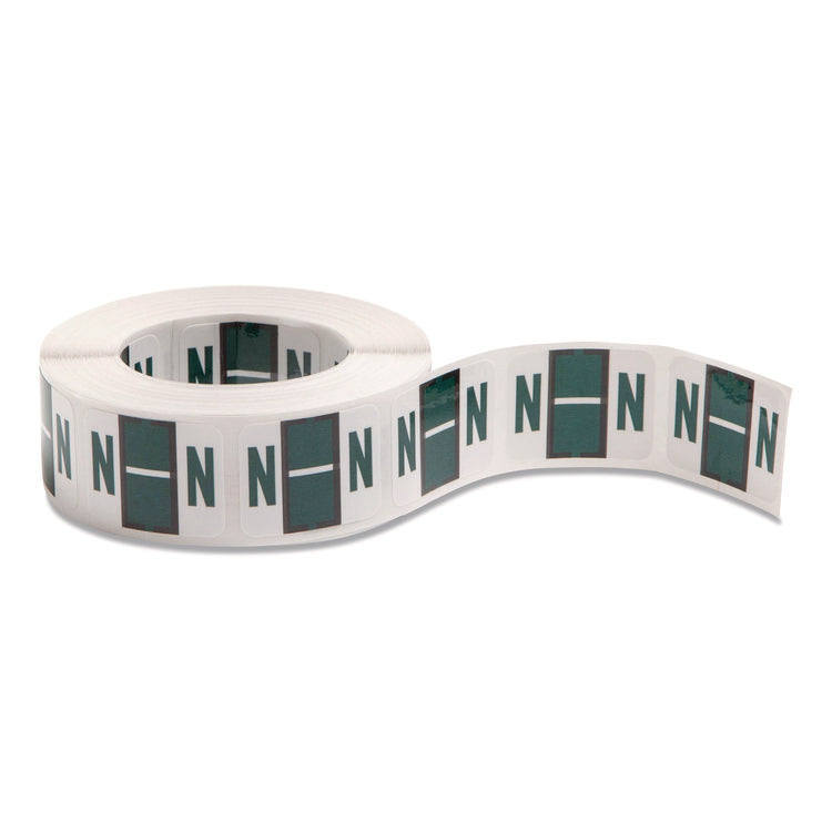 A-Z Color-Coded End Tab Filing Labels, N, 1 X 1.25, White, 500/roll