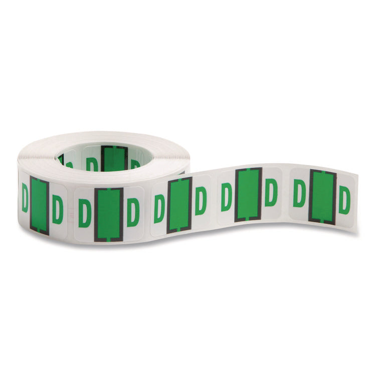A-Z Color-Coded End Tab Filing Labels, D, 1 X 1.25, White, 500/roll
