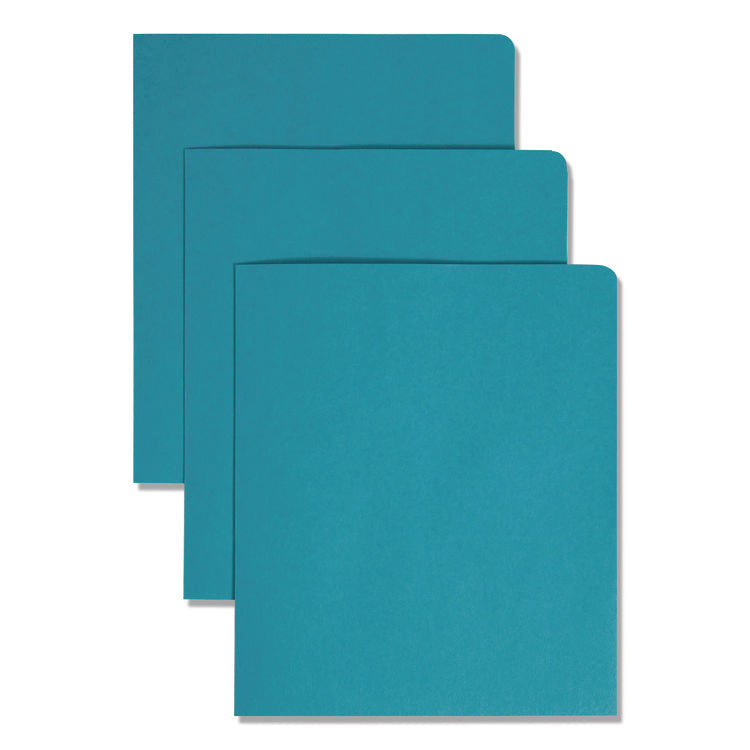 Two-Pocket Folder, Textured Paper, 100-Sheet Capacity, 11 X 8.5, Teal, 25/box