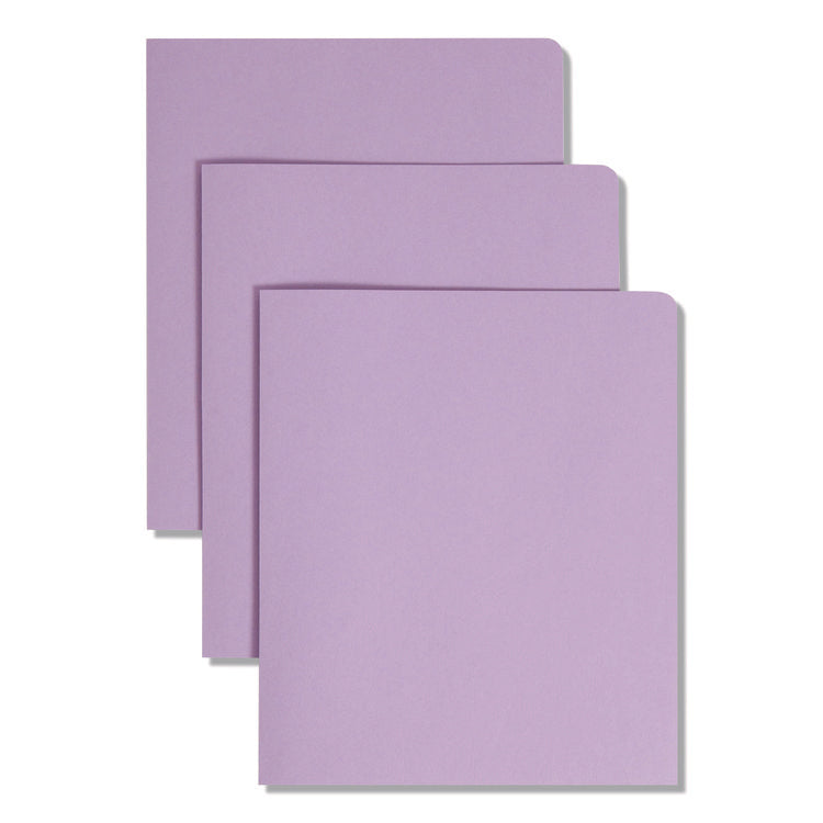 Two-Pocket Folder, Textured Paper, 100-Sheet Capacity, 11 X 8.5, Lavender, 25/box