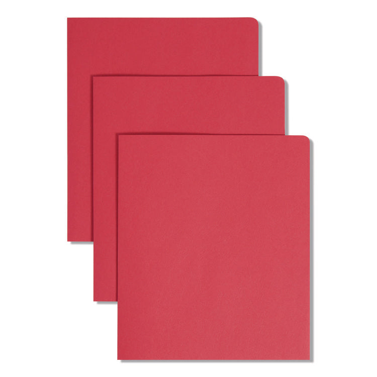 Two-Pocket Folder, Textured Paper, 100-Sheet Capacity, 11 X 8.5, Red, 25/box