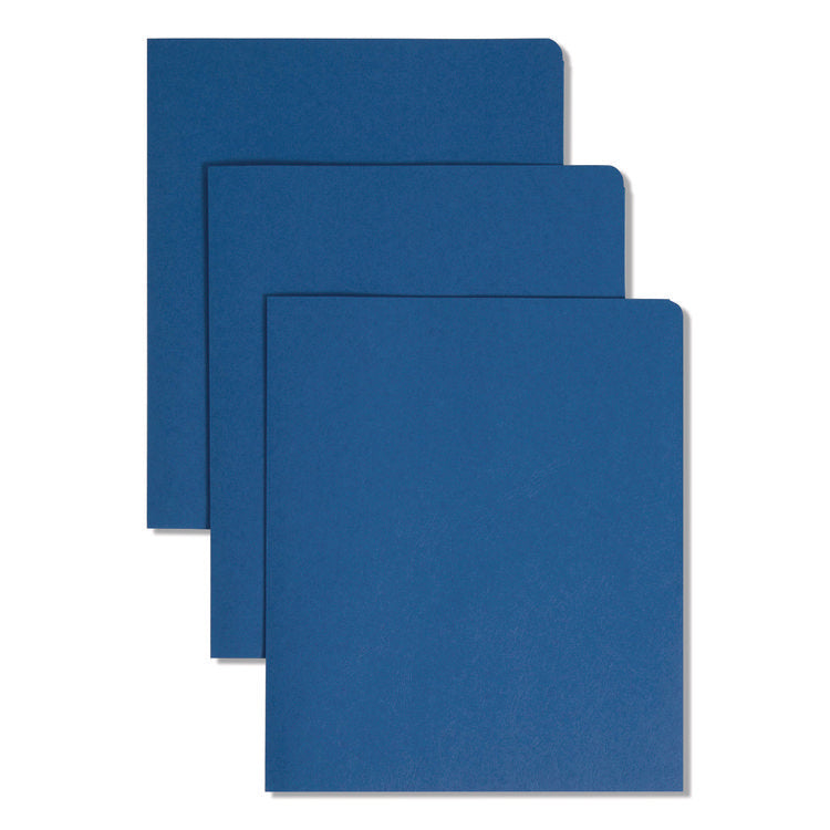 Two-Pocket Folder, Textured Paper, 100-Sheet Capacity, 11 X 8.5, Dark Blue, 25/box