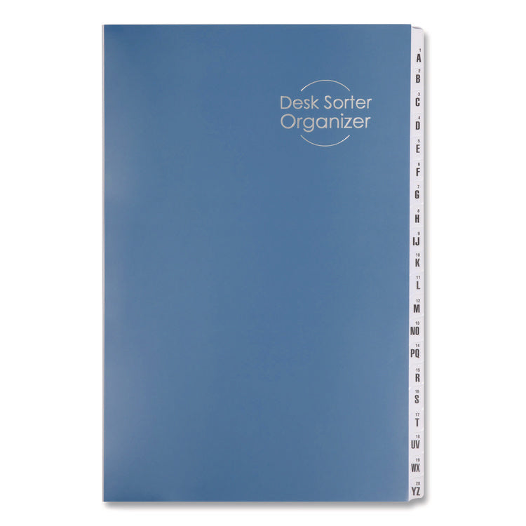 Deluxe Expandable Indexed Desk File/Sorter, Reinforced Tabs, 20 Dividers, Alpha/Numeric Index, Legal Size, Dark Blue Cover
