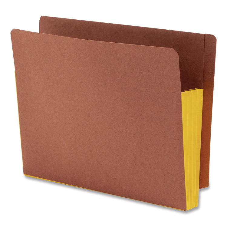 Redrope Drop-Front End Tab File Pockets, Fully Lined 6.5" High Gussets, 3.5" Expansion, Letter Size, Redrope/Yellow, 10/Box