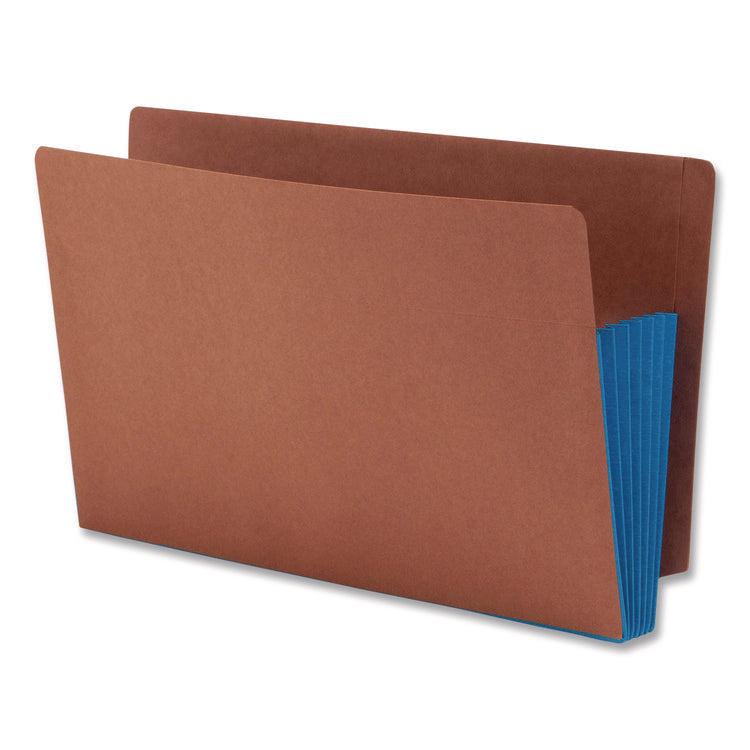 Redrope Drop-Front End Tab File Pockets, Fully Lined 6.5" High Gussets, 5.25" Expansion, Legal Size, Redrope/Blue, 10/Box