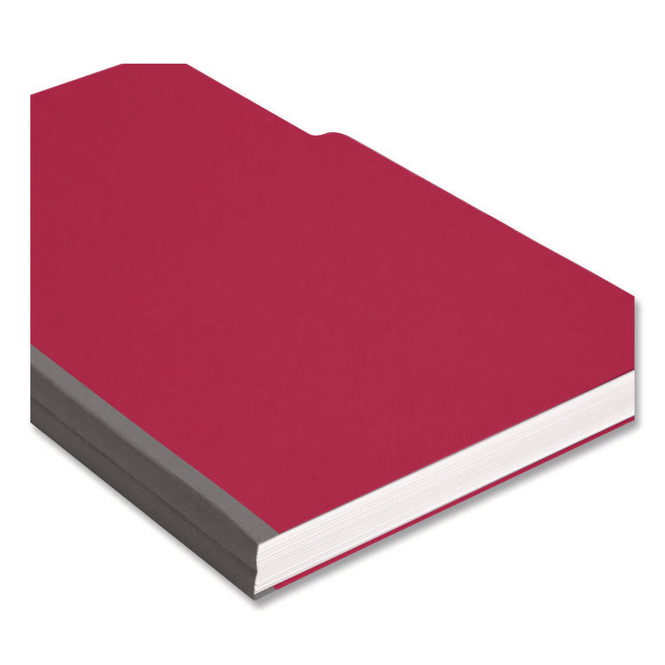 Expanding Recycled Heavy Pressboard Folders, 1/3-Cut Tabs: Assorted, Legal Size, 1" Expansion, Bright Red, 25/Box