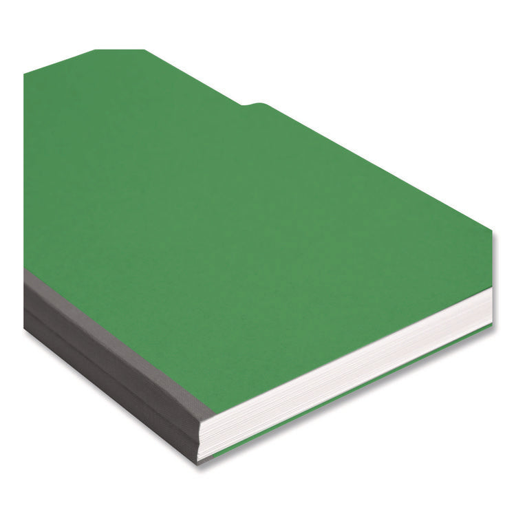 Expanding Recycled Heavy Pressboard Folders, 1/3-Cut Tabs: Assorted, Legal Size, 1" Expansion, Green, 25/Box