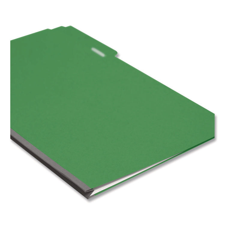 Expanding Recycled Heavy Pressboard Folders, 1/3-Cut Tabs: Assorted, Legal Size, 1" Expansion, Green, 25/Box