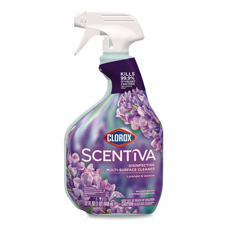 Scentiva Disinfecting Multi-Surface Cleaner, Bleach Free, Lavender and Jasmine, 32 oz Spray Bottle