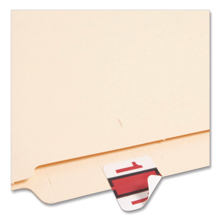 Numerical End Tab File Folder Labels, 1, 1 X 1.25, White, 500/roll