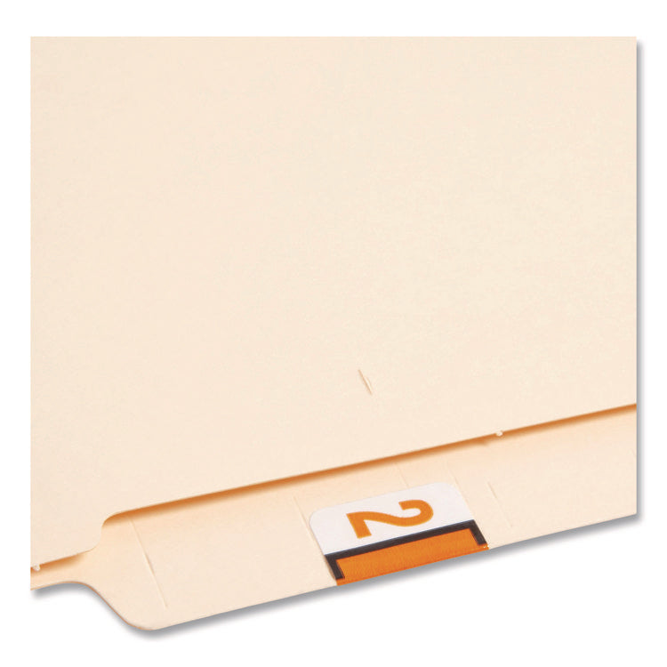 Numerical End Tab File Folder Labels, 2, 1 X 1.25, White, 500/roll