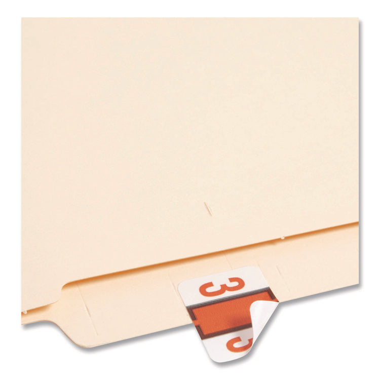 Numerical End Tab File Folder Labels, 3, 1 X 1.25, White, 500/roll