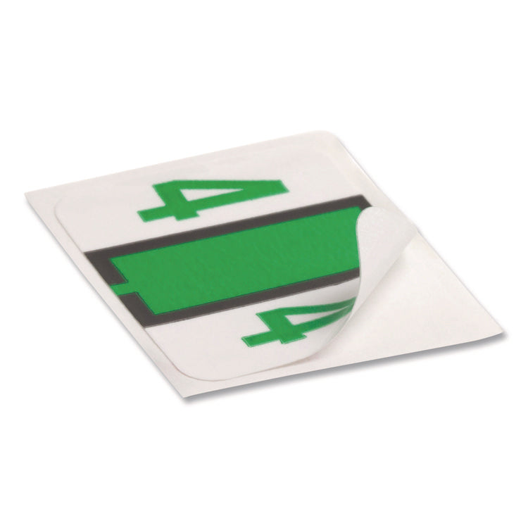 Numerical End Tab File Folder Labels, 4, 1 X 1.25, White, 500/roll