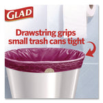 OdorShield Small Drawstring Trash Bags, 4 gal, Cherry Blossom Scent, 0.5 mil, 18" x 17", Pink, 34/Box