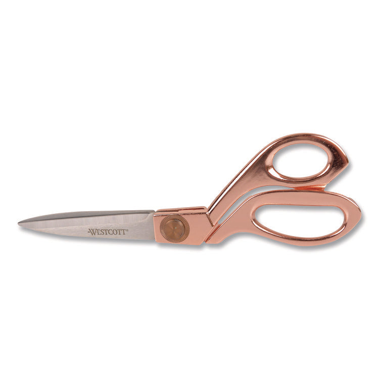 Vintage Stainless Steel Scissors, 8" Long, Offset Rose Gold Handle