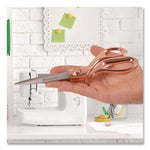 Vintage Stainless Steel Scissors, 8" Long, Offset Rose Gold Handle