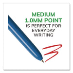 4-Color Multi-Color Ballpoint Pen, Retractable, Medium 1 mm, Black/Blue/Green/Red Ink, Blue/White Barrel, 12/Box