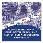 4-Color Multi-Color Ballpoint Pen, Retractable, Medium 1 mm, Black/Blue/Green/Red Ink, Blue/White Barrel, 12/Box