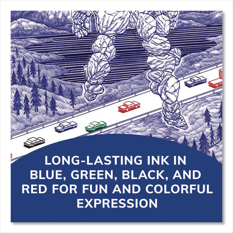 4-Color Multi-Color Ballpoint Pen, Retractable, Medium 1 mm, Black/Blue/Green/Red Ink, Blue/White Barrel, 12/Box