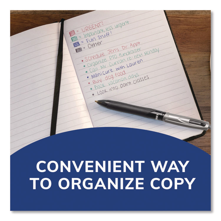 4-Color Pro Grip Multi-Color Ballpoint Pen, Retractable, Medium 1 mm, Black/Blue/Green/Red Ink, Black/Gray Barrel, Dozen