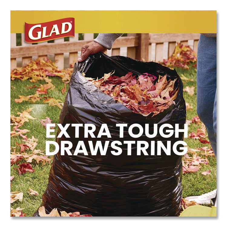 Large Quick-Tie Trash Bags, Lawn and Leaf, 39 gal, 0.95 mil, 32.5 x 41, Black, 12 Bags/Box