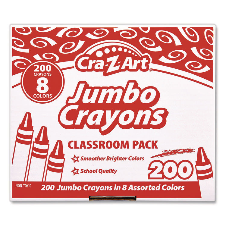 Jumbo Crayons, 8 Assorted Colors, 200/Pack