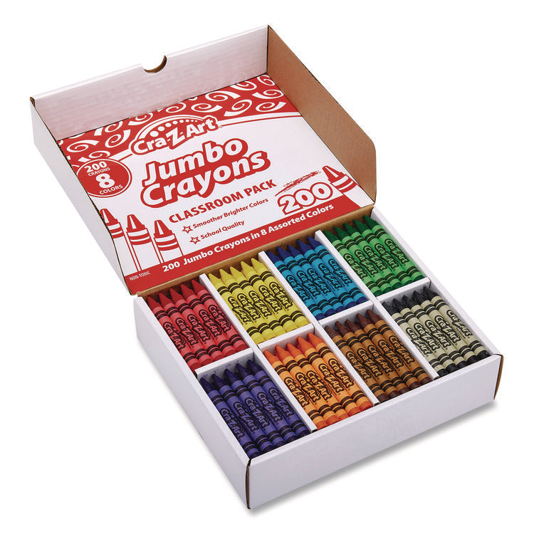 Jumbo Crayons, 8 Assorted Colors, 200/Pack