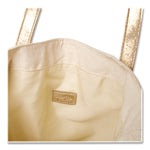Deluxe Tote Bag, Large, Accommodates Laptops Up to 13", 14.25" x 4" x 16.25", Beige/Gold