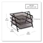 Tiered Metal Mesh Desk Tray Organizer, 3-Tier, Letter Size, 11.5 x 13.75 x 10, Black