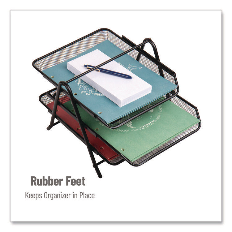 Tiered Metal Mesh Desk Tray Organizer, 3-Tier, Letter Size, 11.5 x 13.75 x 10, Black