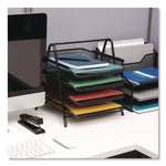 Tiered Metal Mesh Desk Tray Organizer, 4-Tier, Letter Size, 13.75 x 12 x 12.5, Black