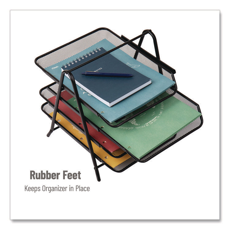 Tiered Metal Mesh Desk Tray Organizer, 4-Tier, Letter Size, 13.75 x 12 x 12.5, Black